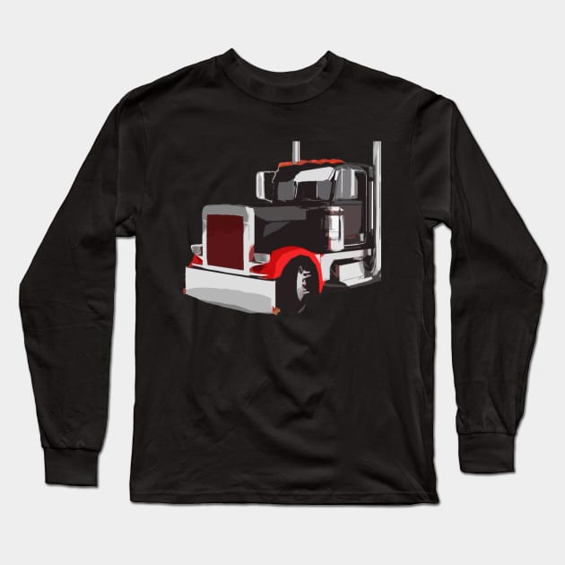 Semi Truck 18 Wheeler Trucker Peterbilt KW Long Sleeve T-Shirt by TruckerJunk